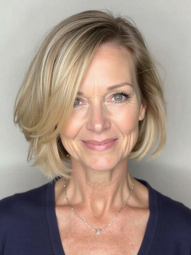 Hairstyles For Thin Hair Fine Over 50: Angled Bob