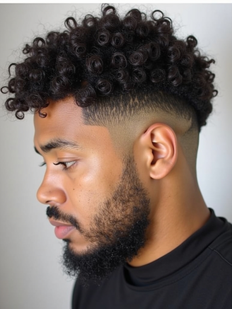 Men's Short Curly Hairstyle: Buzz Cut with Natural Texture